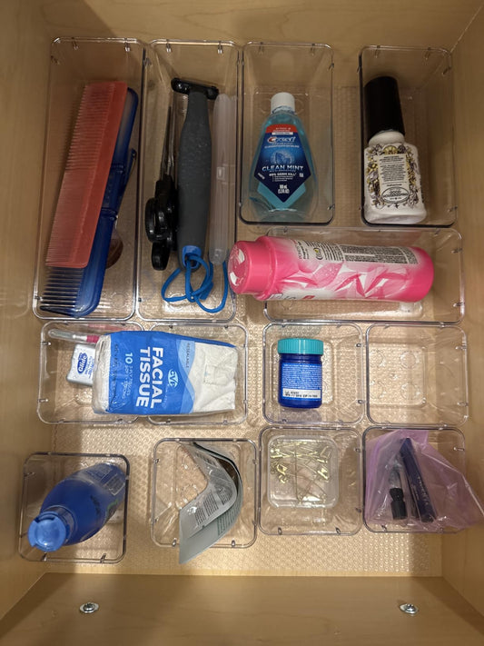 25 PCS Clear Plastic Drawer Organizers Set
