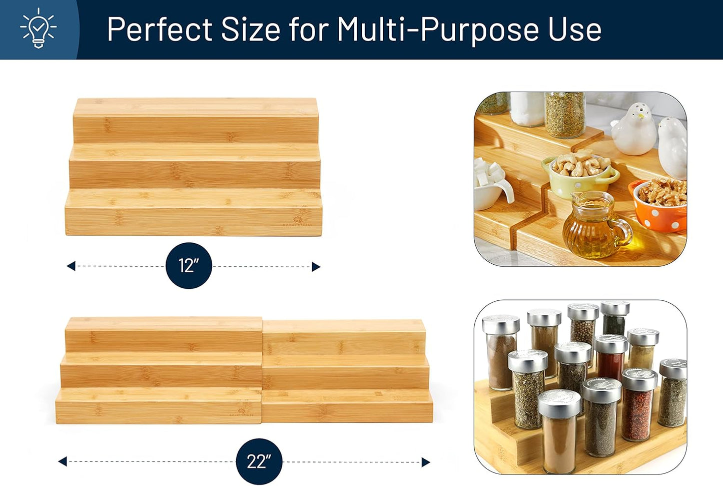 Bamboo Expandable Spice Rack Organizer