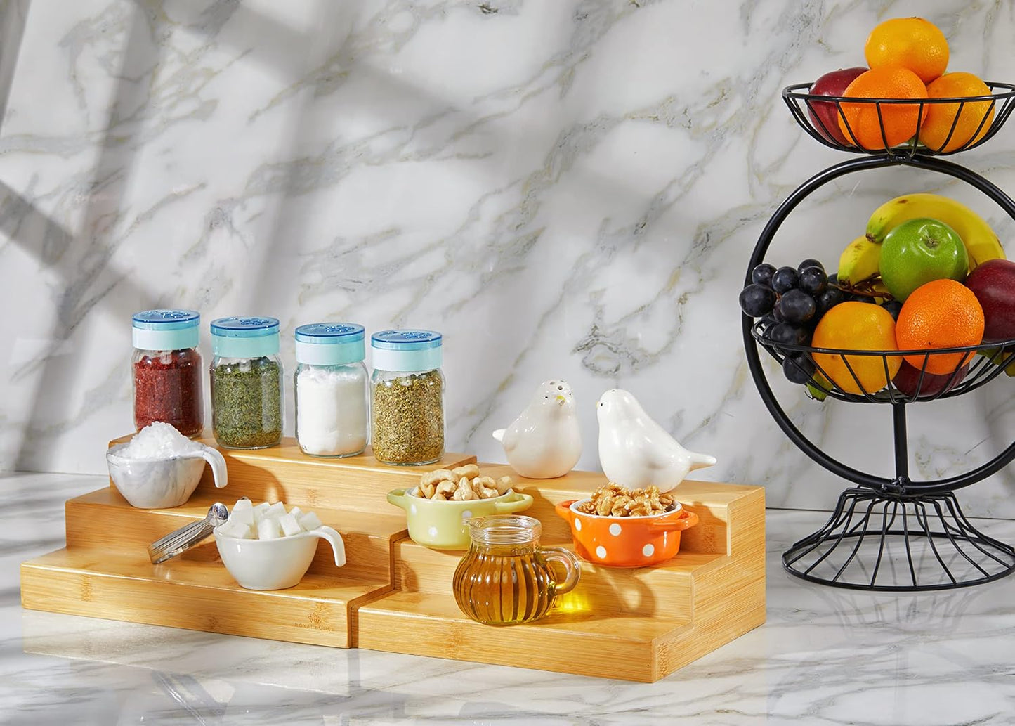 Bamboo Expandable Spice Rack Organizer