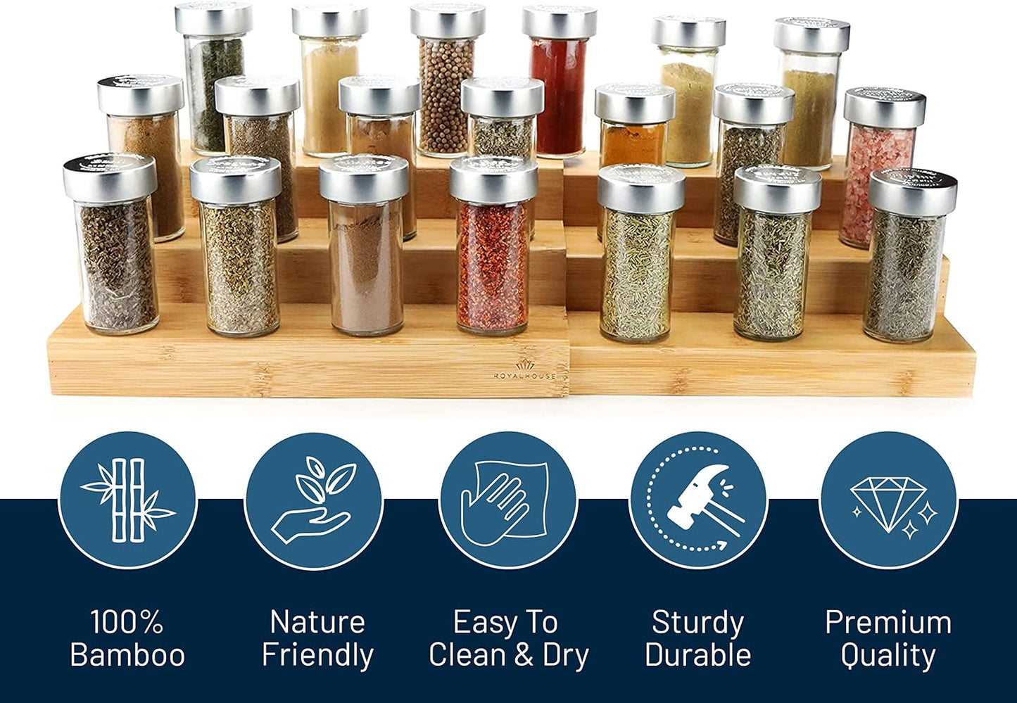 Bamboo Expandable Spice Rack Organizer